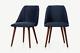 Made.com Set Of 2 Modern Lule Dining Chairs Upholstered Walnut Wood Rrp £400