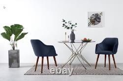 Made.com Set of 2 Modern Lule Dining Chairs Upholstered Walnut Wood RRP £400