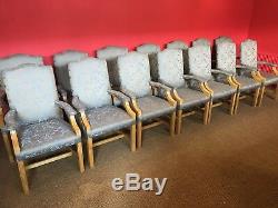 Magnificent set 14 Oak dining chairs to be French polished and or upholstered