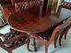Mahogany Oval Dining Table And 6 Burgundy Upholstered Hide Chairs (2 Carvers)
