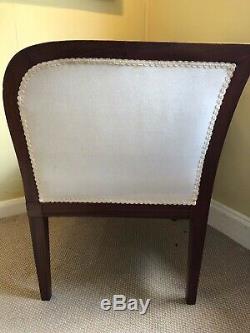 Mahogany Upholstered Armchair Unusual Square design. Early 20th Century
