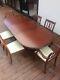 Mahogany Extending Family Dining Table With 6 Matching Upholstered Chairs
