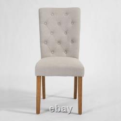 Marbury Natural Oatmeal Fabric Dining Chair with Oak Legs Upholstered D-301