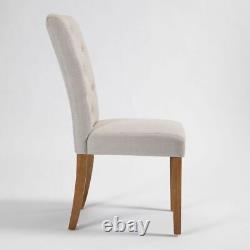 Marbury Natural Oatmeal Fabric Dining Chair with Oak Legs Upholstered D-301