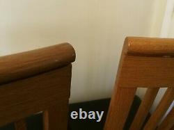 Marks & Spencer Oak high backed dining chairs real leather upholstered seats x 4