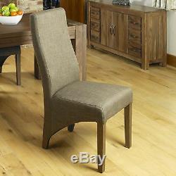 Mayan solid dark wood walnut furniture set of six upholstered dining chairs