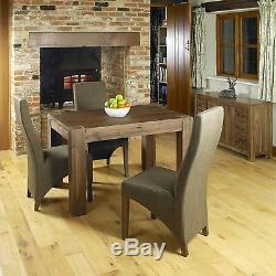 Mayan solid dark wood walnut furniture set of six upholstered dining chairs