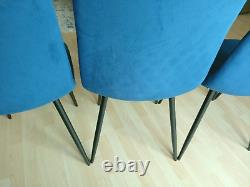 Mcc Direct Dining Chairs Velvet Fabric Lexi Set of 4 Blue Blue