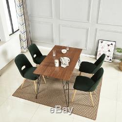 Mcombo 4 x Dining Chair Upholstered Kitchen Recliner Velvet Green
