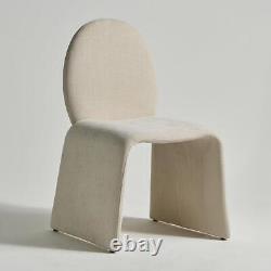 Miami Dining Chair Fully Upholstered Beige Fabric Arch Shape Mid-Century Frame