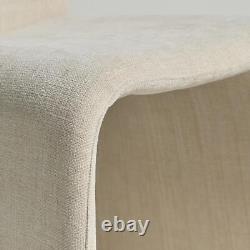 Miami Dining Chair Fully Upholstered Beige Fabric Arch Shape Mid-Century Frame