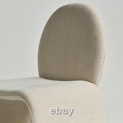 Miami Dining Chair Fully Upholstered Beige Fabric Arch Shape Mid-Century Frame