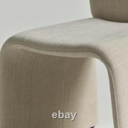 Miami Dining Chair Fully Upholstered Beige Fabric Arch Shape Mid-Century Frame