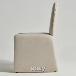 Miami Dining Chair Fully Upholstered Beige Fabric Arch Shape Mid-Century Frame