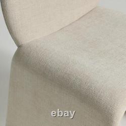 Miami Dining Chair Fully Upholstered Beige Fabric Arch Shape Mid-Century Frame