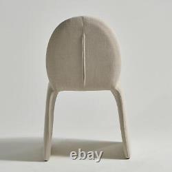 Miami Dining Chair Fully Upholstered Beige Fabric Arch Shape Mid-Century Frame