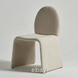 Miami Dining Chair Fully Upholstered Beige Fabric Arch Shape Mid-Century Frame