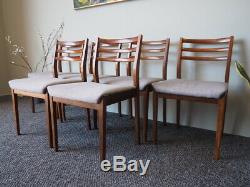 Mid Century 6 Danish Dining Chairs Teak Grey Upholstered Seats UK DELIVERY