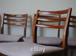 Mid Century 6 Danish Dining Chairs Teak Grey Upholstered Seats UK DELIVERY
