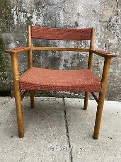 Mid Century Danish Modern Side Chair Wide Lounge Solid Teak Upholstered