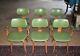 Mid Century Green Upholstered Wood Dining Chairs By Thonet, Set Of 6