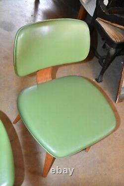 Mid Century Green Upholstered Wood Dining Chairs by Thonet, Set of 6