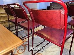Mid Century Industrial Retro Cox Upholstered set of 4 Red Stacking Chairs