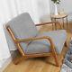 Mid-century Modern Armchair Solid Wooden Frame Tub Sofa Fabric Upholstered Chair