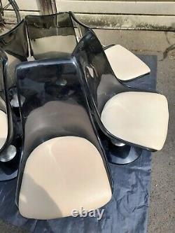 Mid-Century set of 6 Chromcraft grey lucite tulip chairs, 1970's made in USA