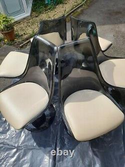Mid-Century set of 6 Chromcraft grey lucite tulip chairs, 1970's made in USA