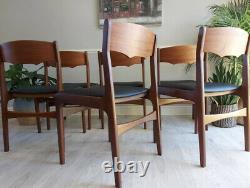 Mid century teak danish wooden dining chairs set of 6