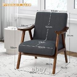 Modern Accent Chair Upholstered Leisure Chair Lounge Chair Rubber Wood Armrests