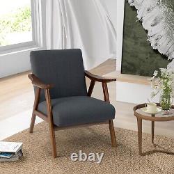 Modern Accent Chair Upholstered Leisure Chair Lounge Chair Rubber Wood Armrests