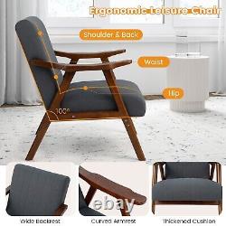 Modern Accent Chair Upholstered Leisure Chair Lounge Chair Rubber Wood Armrests