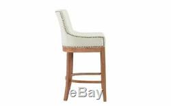 Modern Design Bar Stool High Dining Chair Cream Fabric Luxury Kitchen Pub Seat