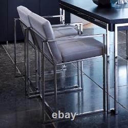 Modern Designer Upholstered Dining Chair Chrome Look Frame Federico by Gillmore