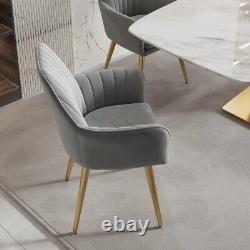 Modern Dining Chair Gray Velvet Upholstered Dining Chairs With Arms