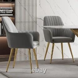 Modern Dining Chair Gray Velvet Upholstered Dining Chairs With Arms