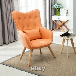 Modern Linen Fabric Upholstered Accent Armchair Dining Sofa Chair Bedroom Lounge