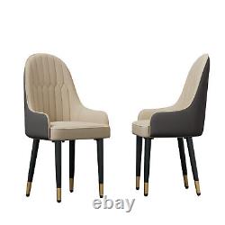 Modern Luxury Two-tone Microfiber Leather Upholstered Dining Chairs Accent Chair