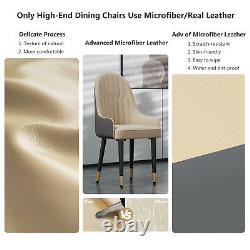 Modern Luxury Two-tone Microfiber Leather Upholstered Dining Chairs Accent Chair