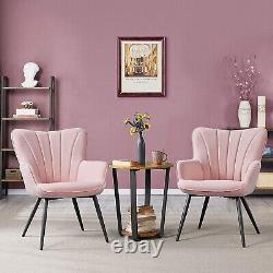 Modern Pink Fabric Curved Back and Padded Seat Upholstered Dining Chair Armchair