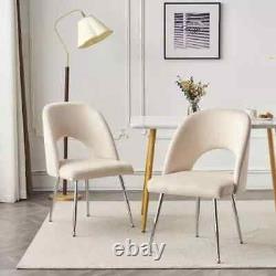 Modern Set of 2 Dining Chair Velvet Upholstered Accent Chair with Metal Legs FD