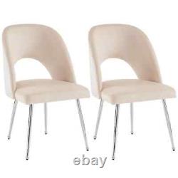 Modern Set of 2 Dining Chair Velvet Upholstered Accent Chair with Metal Legs FD