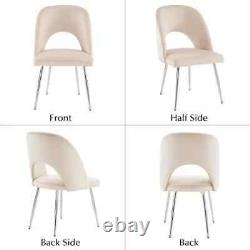 Modern Set of 2 Dining Chair Velvet Upholstered Accent Chair with Metal Legs FD