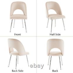 Modern Set of 2 Dining Chair Velvet Upholstered Accent Chair with Metal Legs QA