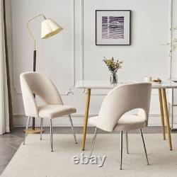 Modern Set of 2 Dining Chair Velvet Upholstered Accent Chair with Metal Legs QF