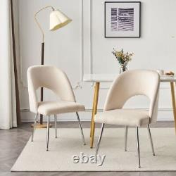 Modern Set of 2 Dining Chair Velvet Upholstered Accent Chair with Metal Legs QS