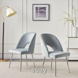 Modern Set of 2 Dining Chair Velvet Upholstered Accent Chair with Metal Legs QW