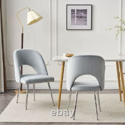 Modern Set of 2 Dining Chair Velvet Upholstered Accent Chair with Metal Legs QW